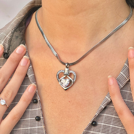 Trendy Silver Heart Necklace