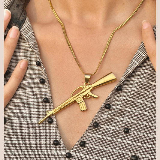 Edgy Gun Pendant Necklace