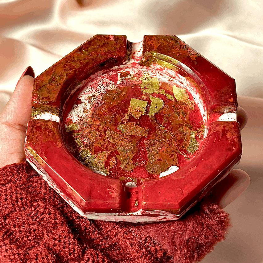 Ash Tray - red gold - BR CRAFTS