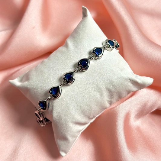 Silver Blue Heart Bracelet | SBHB-01