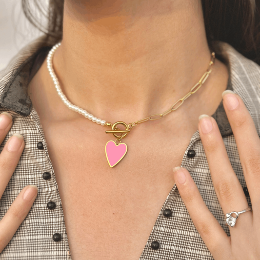 Heart-Shaped Beaded Necklace