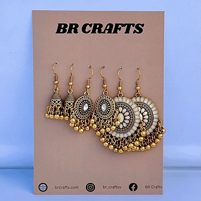 3 set Jhumkaas - BR CRAFTS