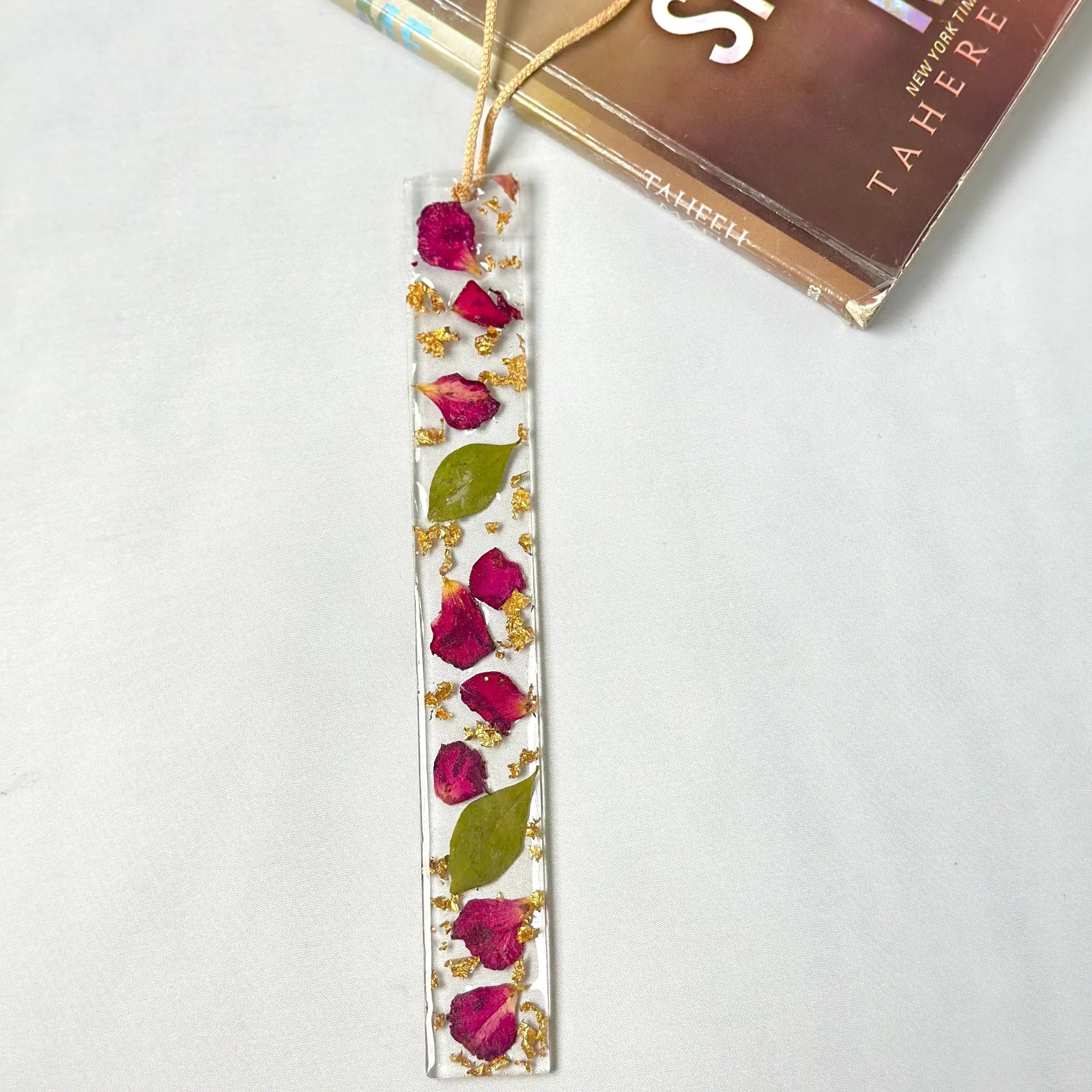 Artistic Resin Bookmark with Leaf