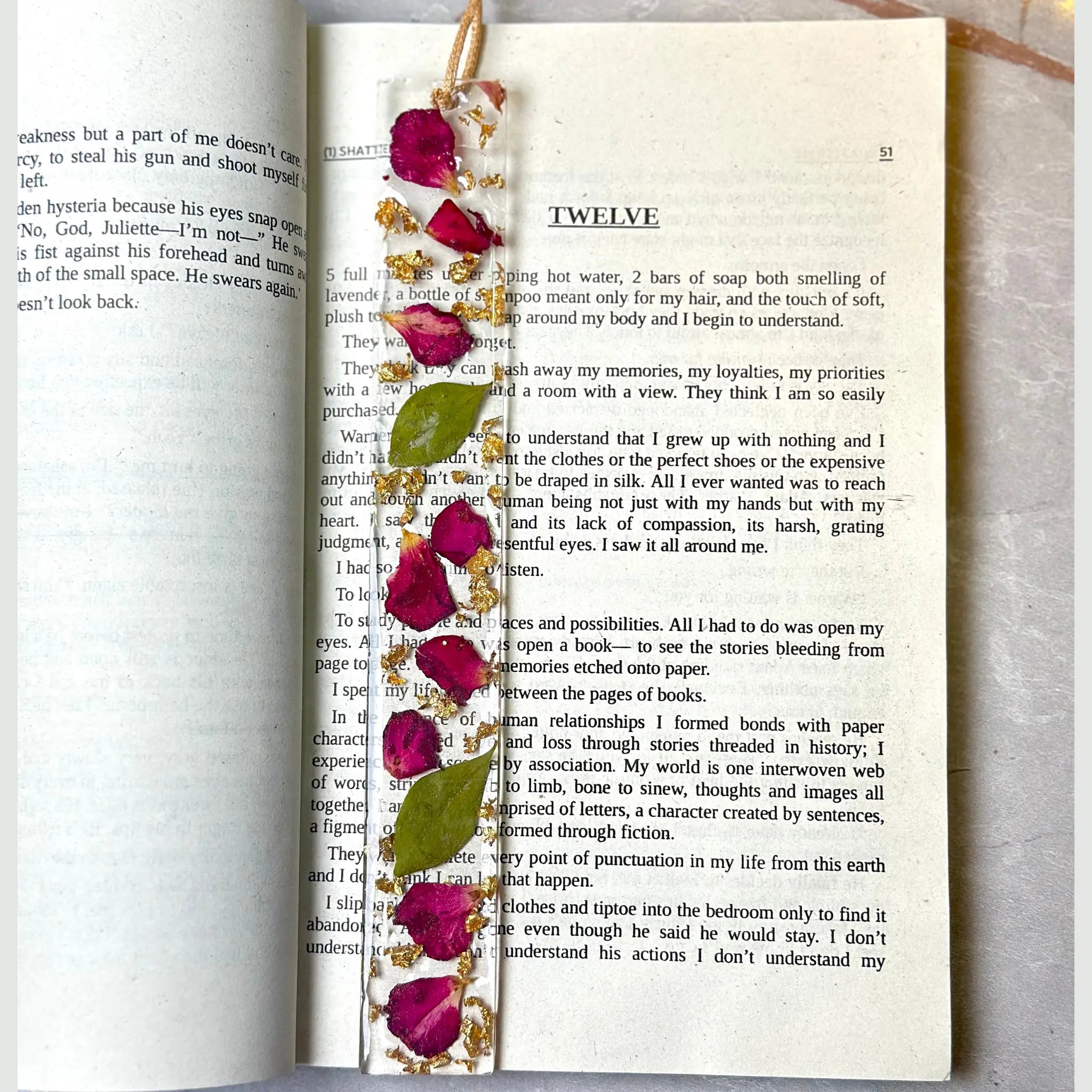 Artistic Resin Bookmark with Leaf