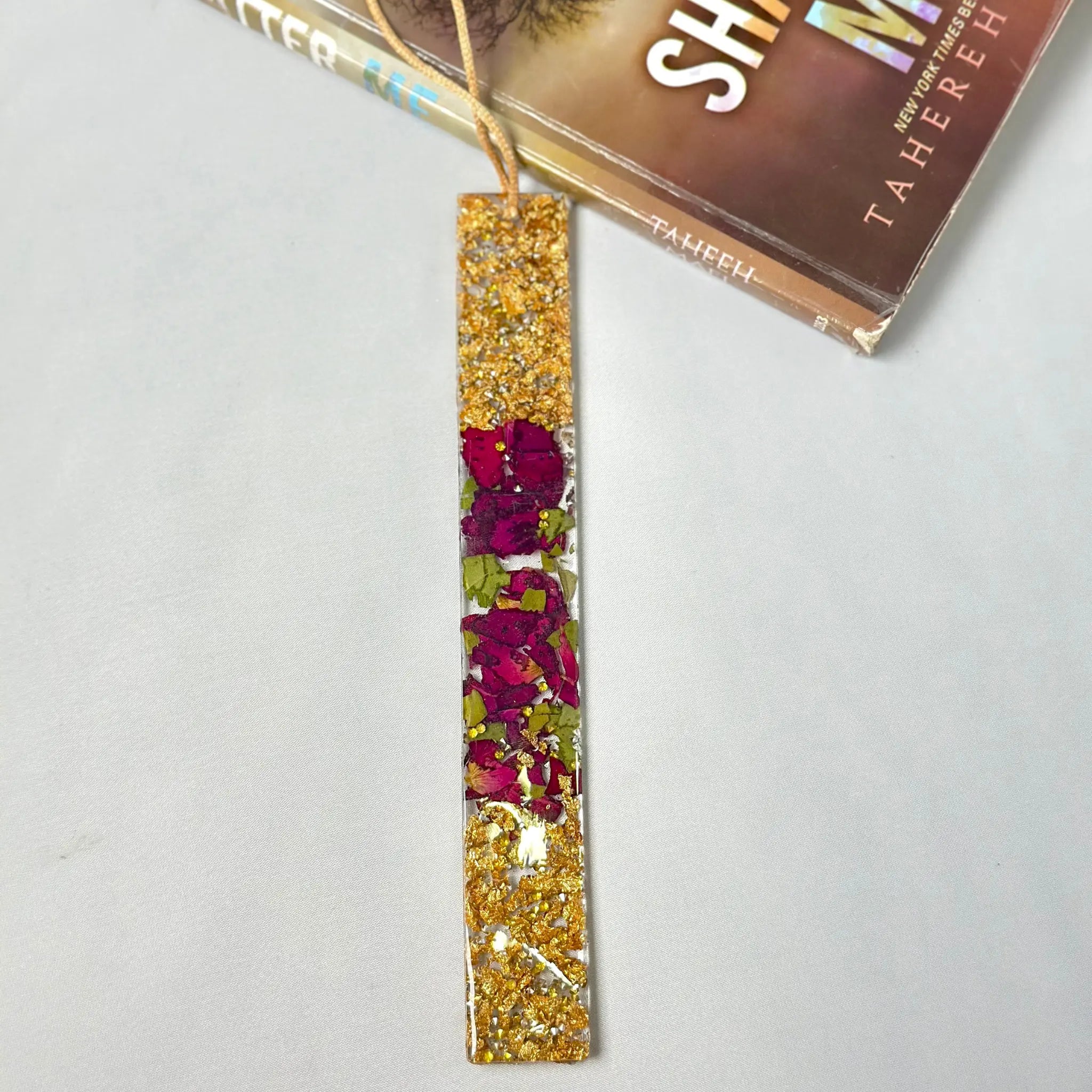 Handmade Resin Bookmark with Glitter Accents