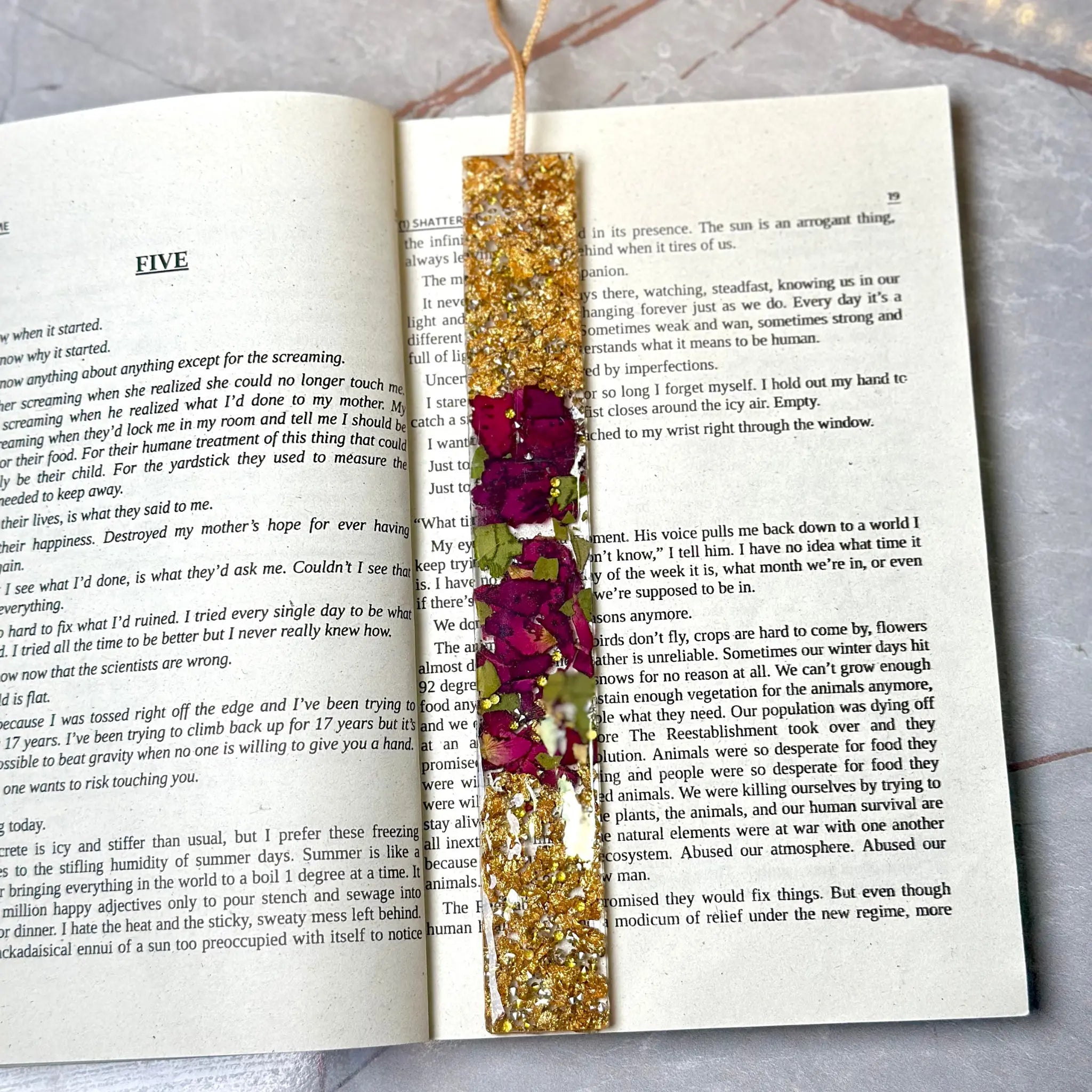 Handmade Resin Bookmark with Glitter Accents