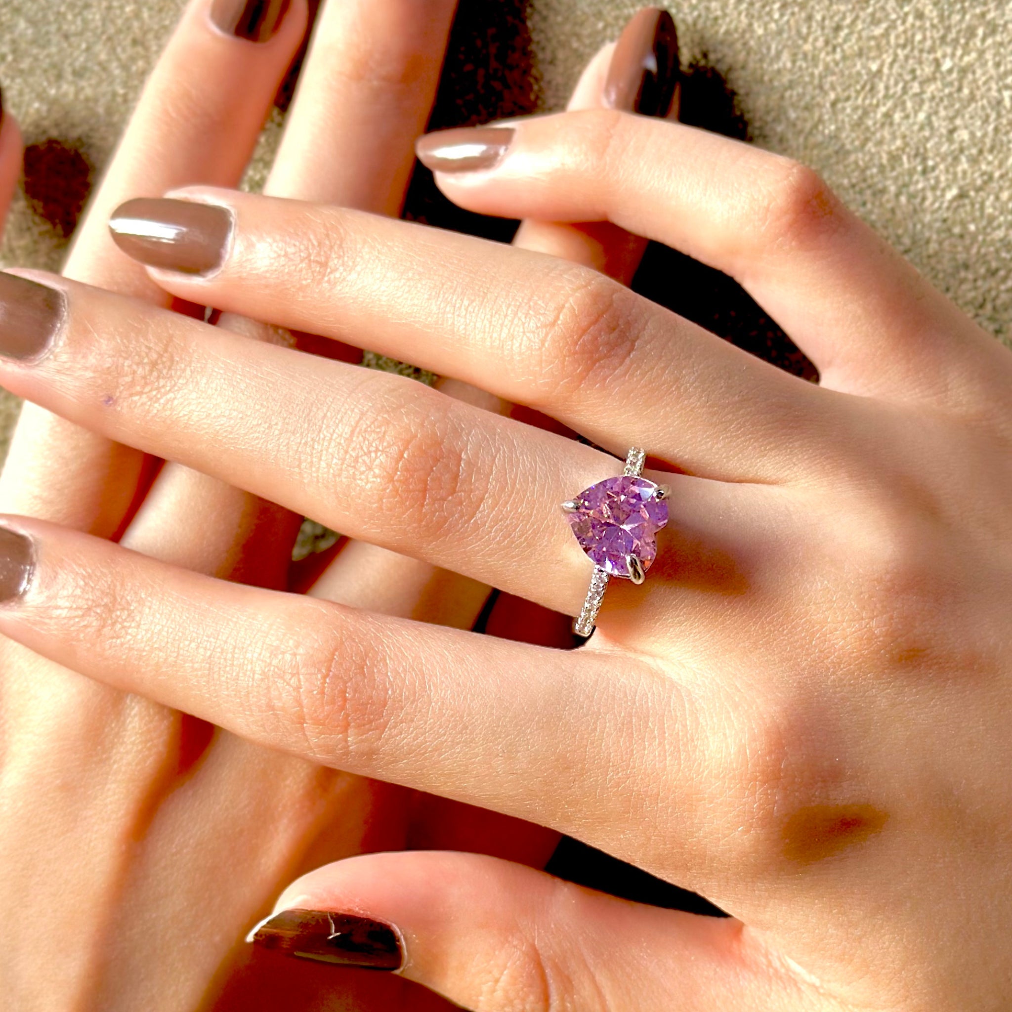 Pink Heart sterling Silver Ring