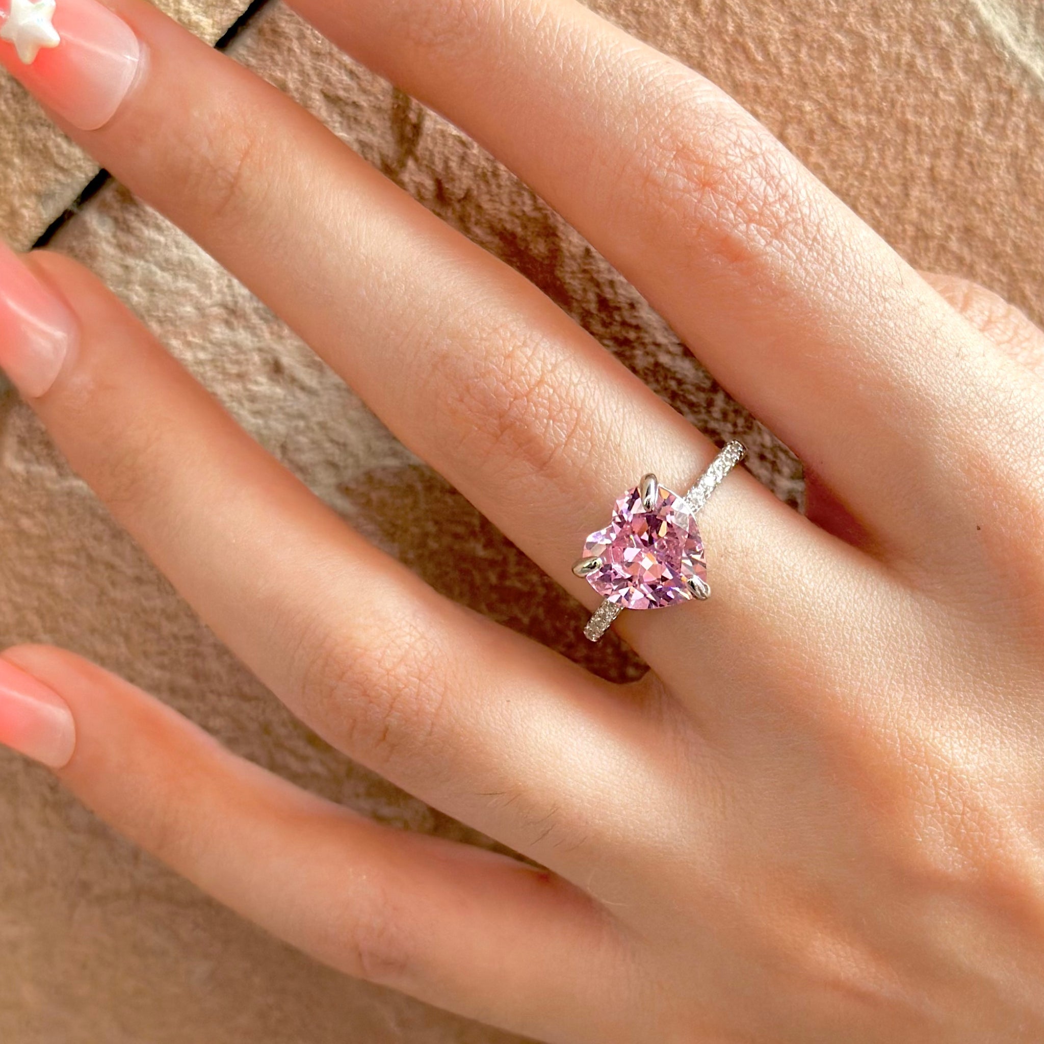 Pink Heart sterling Silver Ring