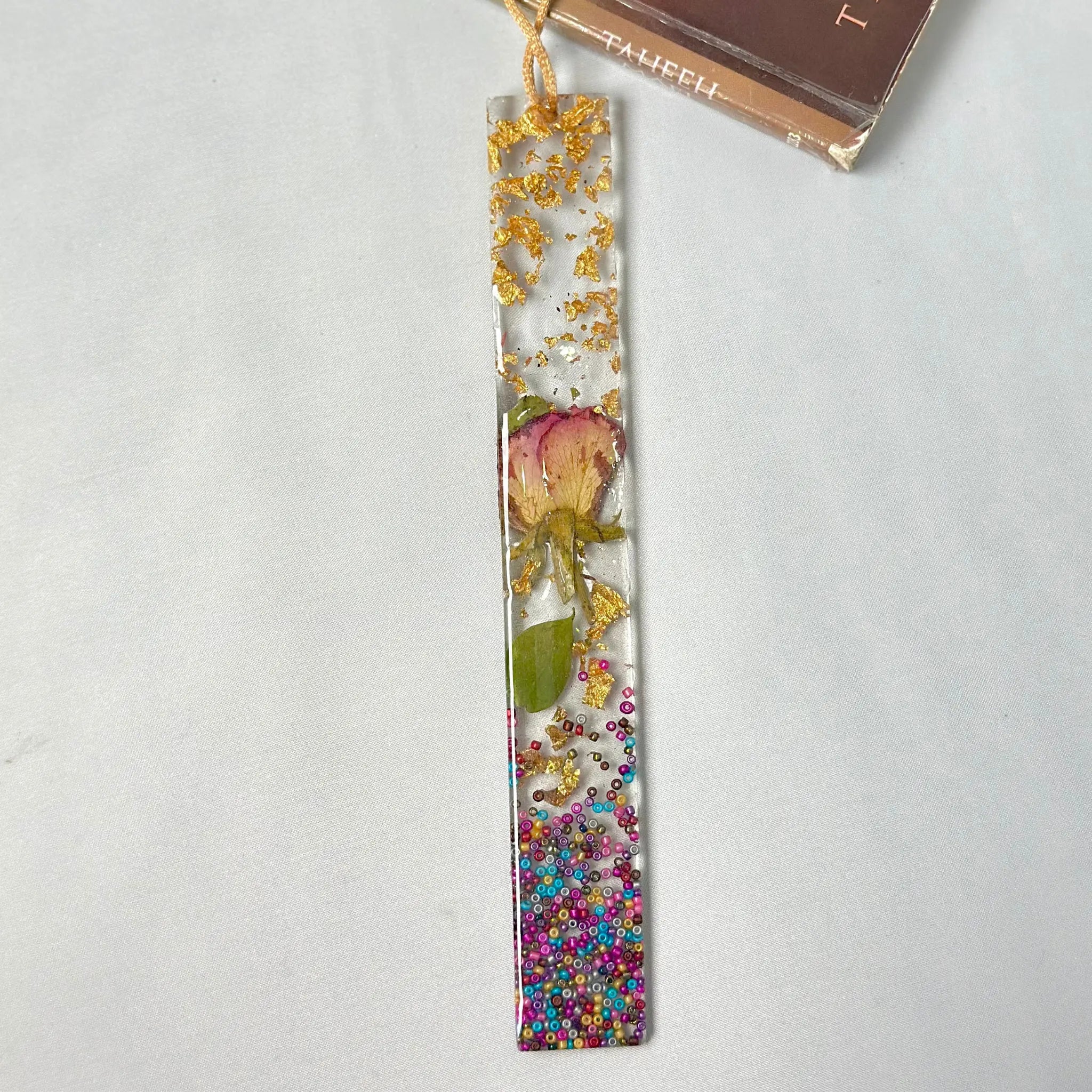 Transparent Resin Bookmark with Pressed Flowers