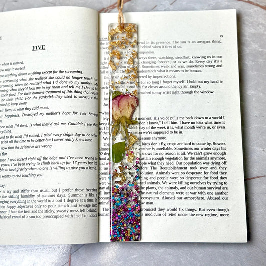 Transparent Resin Bookmark with Pressed Flowers