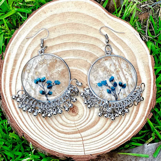 Blue Baby's Breath Resin Jhumkas