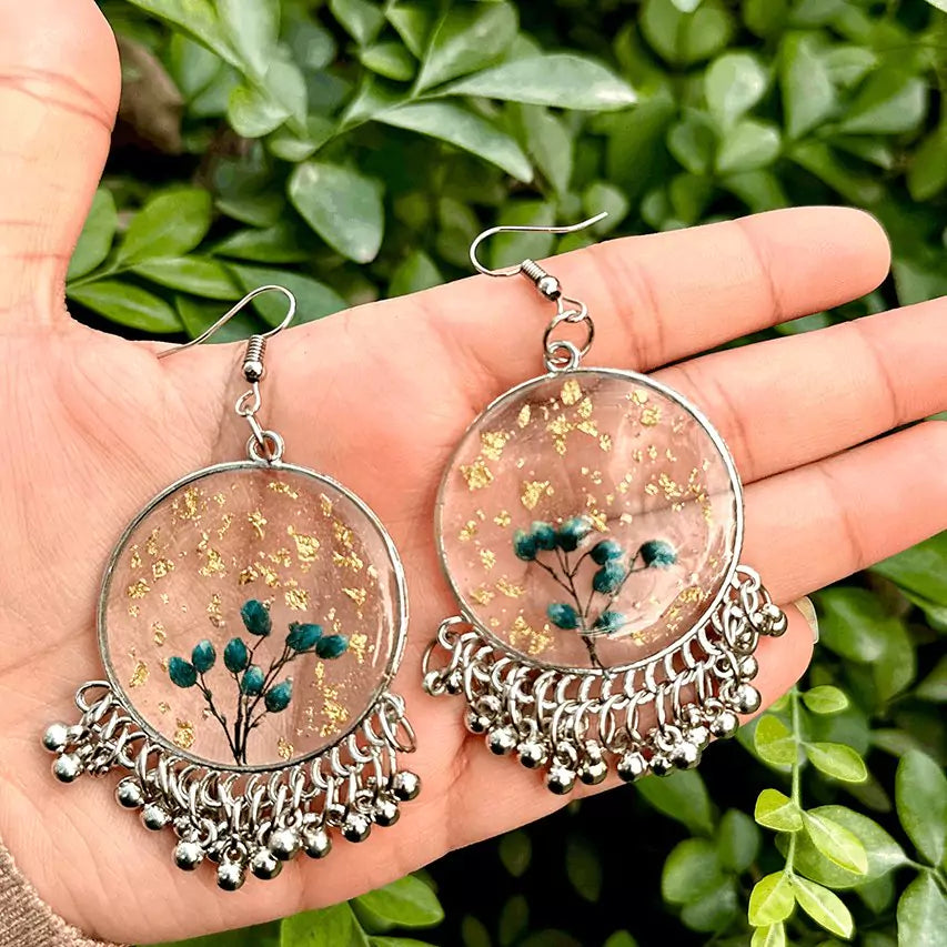 Blue Baby's Breath Resin Jhumkas