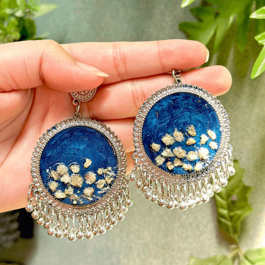 Blue Resin Baby's Breath Resin Jhumkas