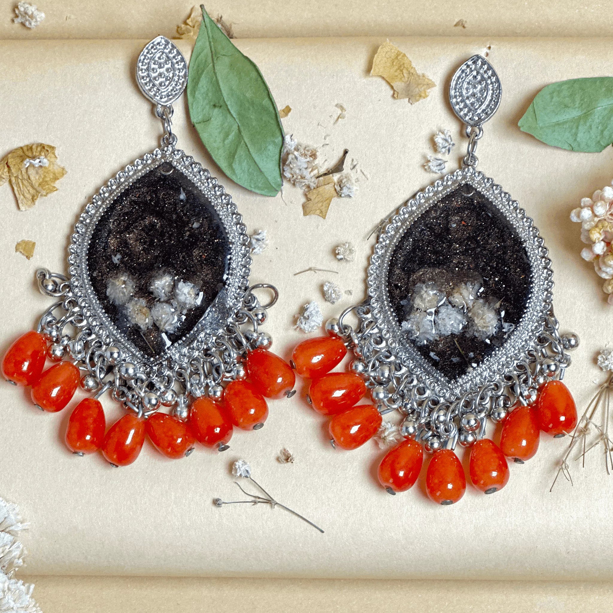 Carnelian Radiant Resin Jhumkas