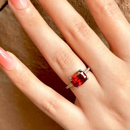 Crimson Blaze Sterling Silver Ring