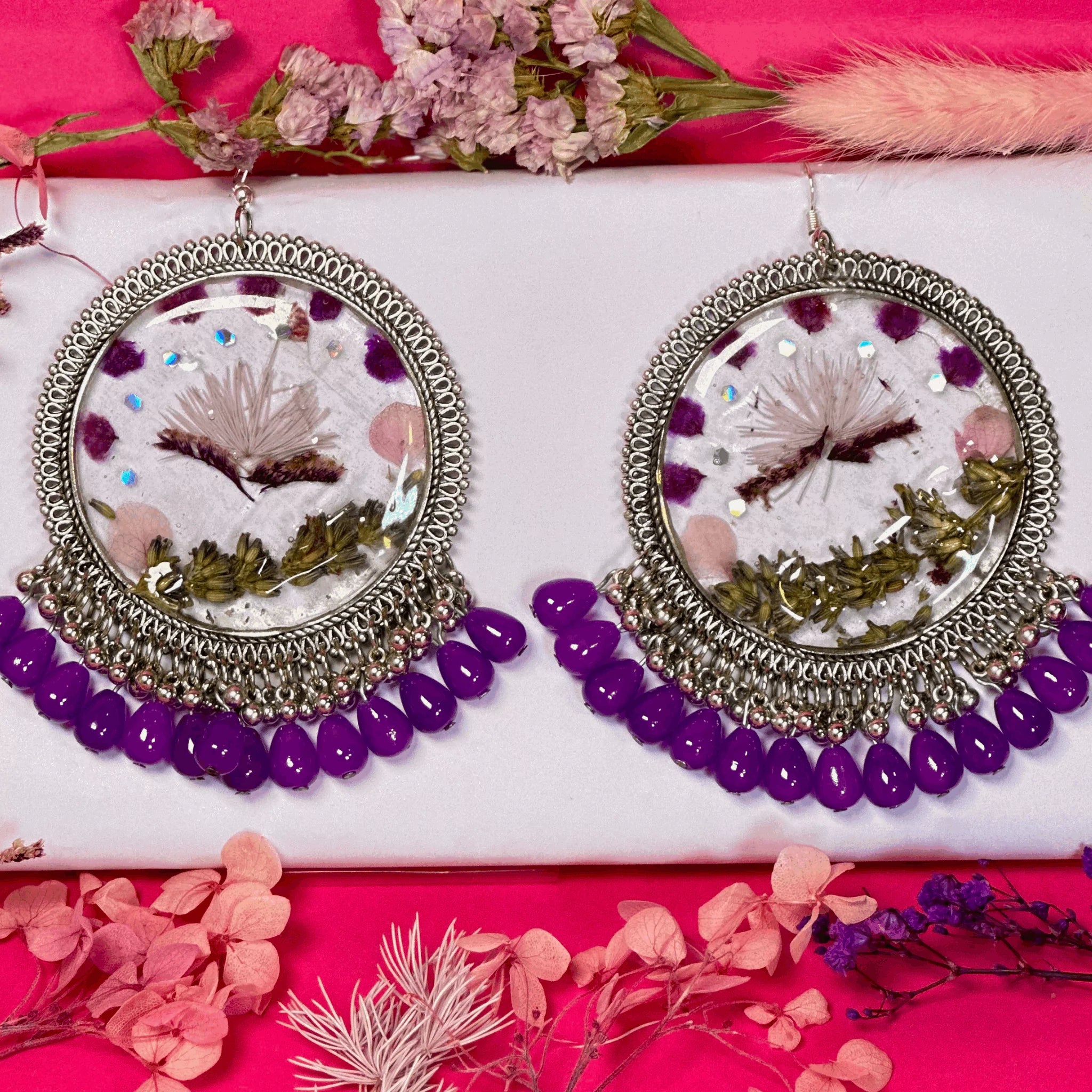 Enchanting Blossom Resin Jhumkas