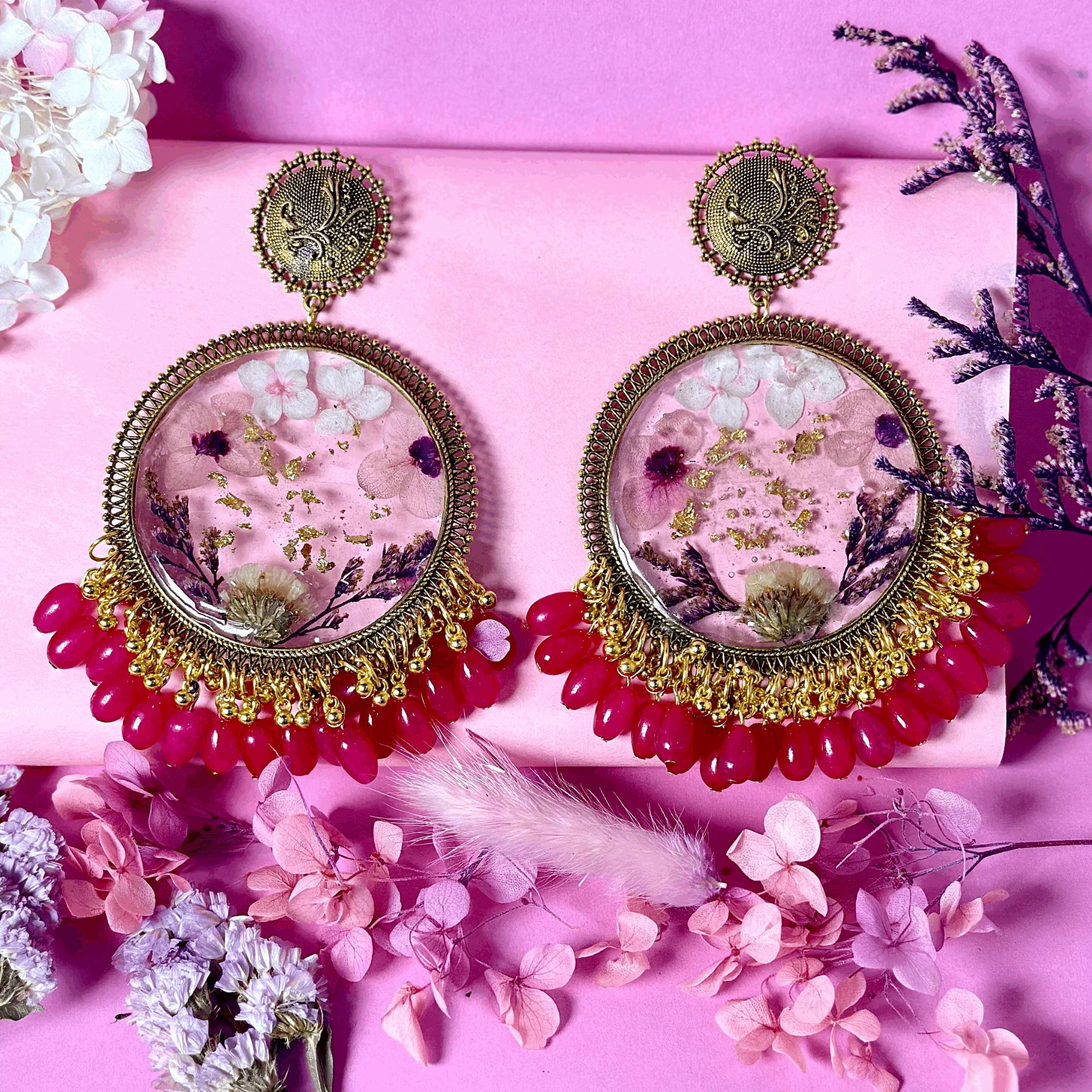 Floral Bliss Resin Jhumkas