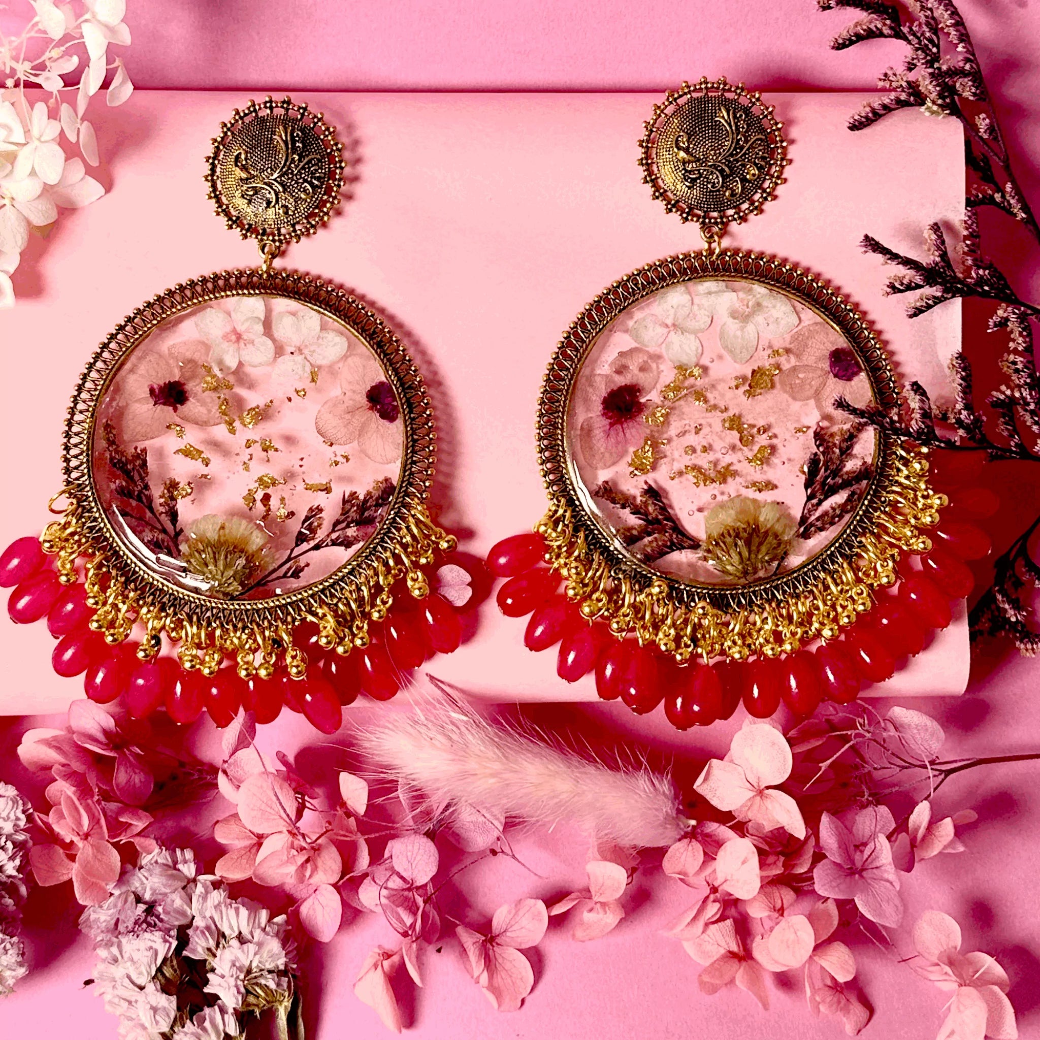 Floral Bliss Resin Jhumkas