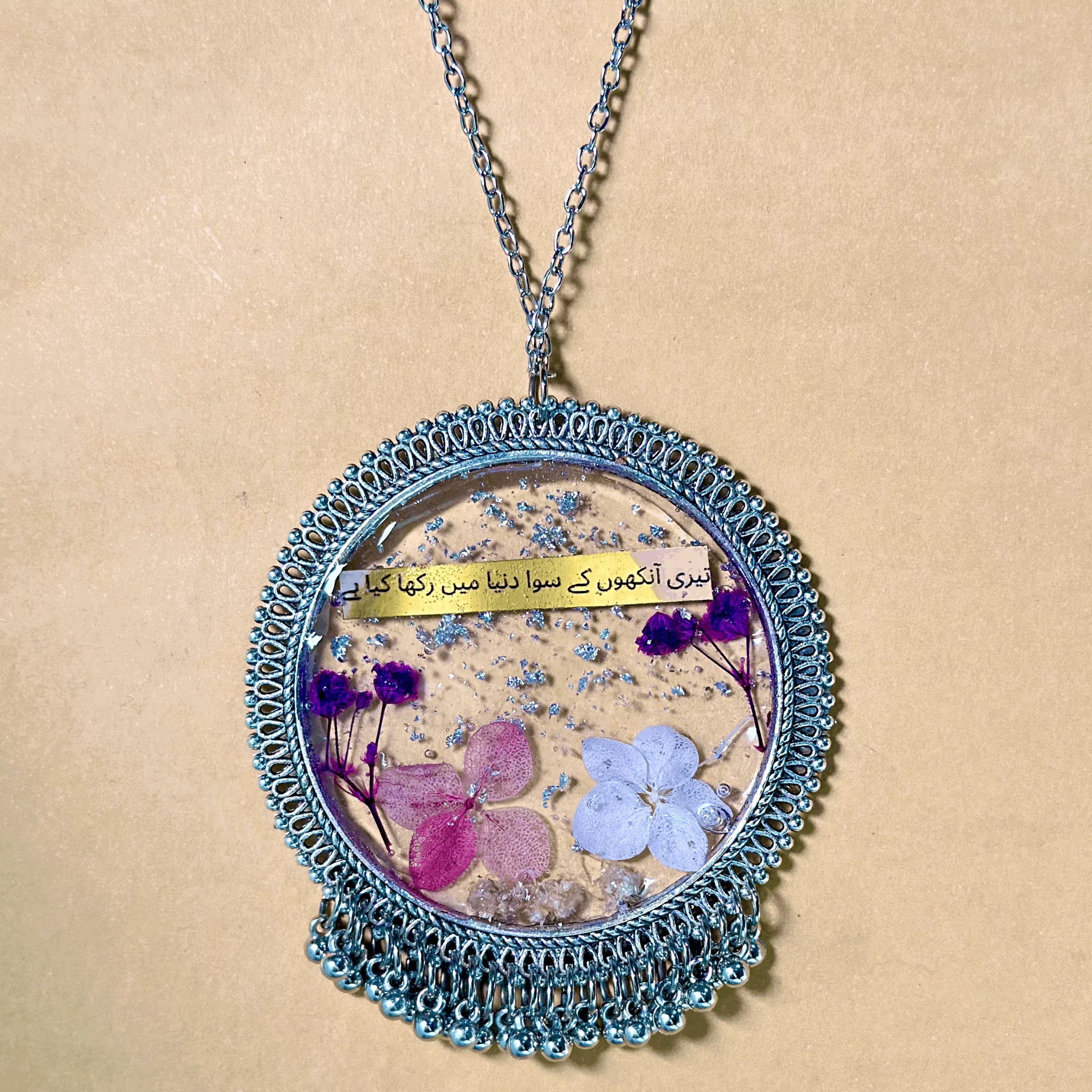 Floral Round Resin Necklace