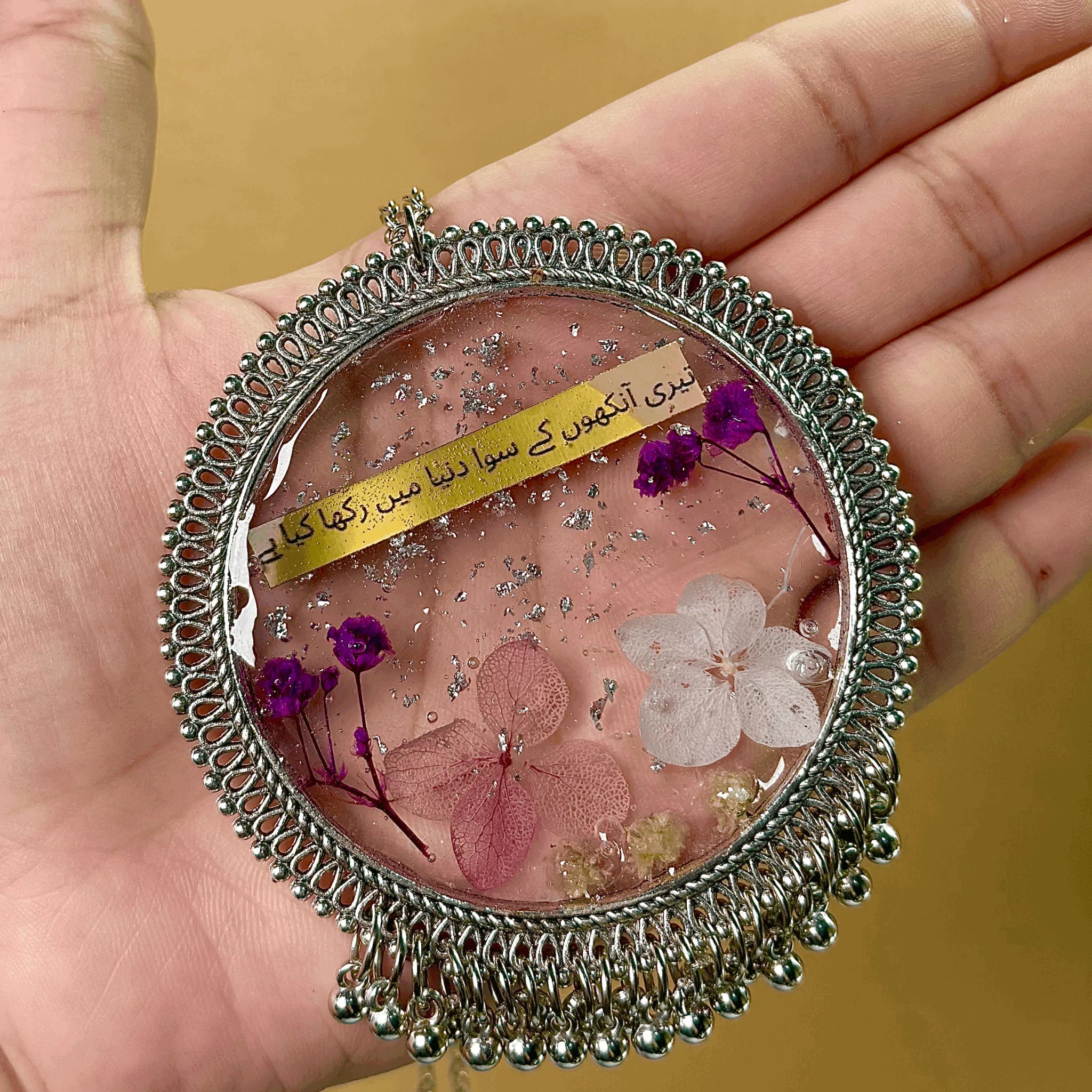 Floral Round Resin Necklace