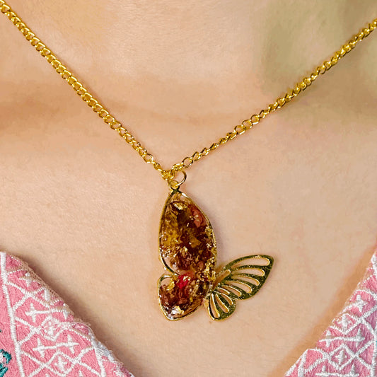 Half Wing Butterfly Resin Necklace