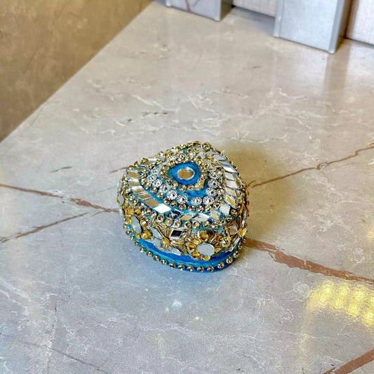 Handcrafted Blue Heart Ring Box