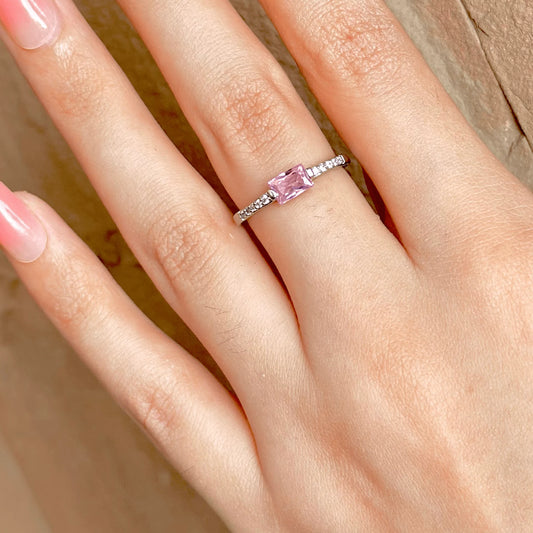 Rose Pink 925 Silver Ring