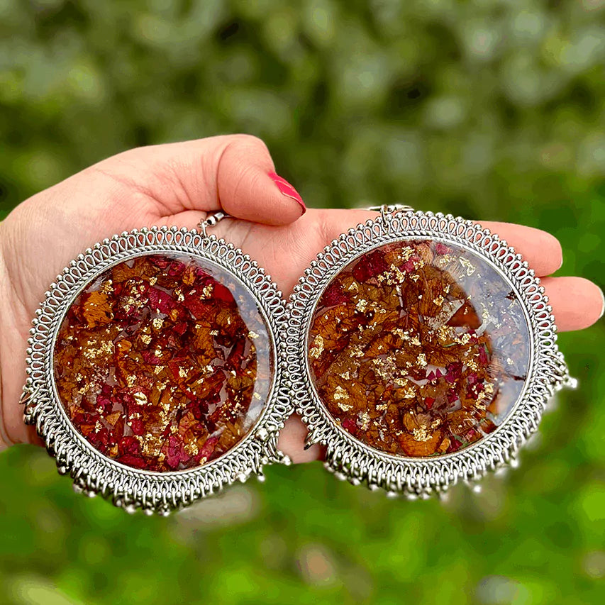 Rose Petal Resin Jhumkas