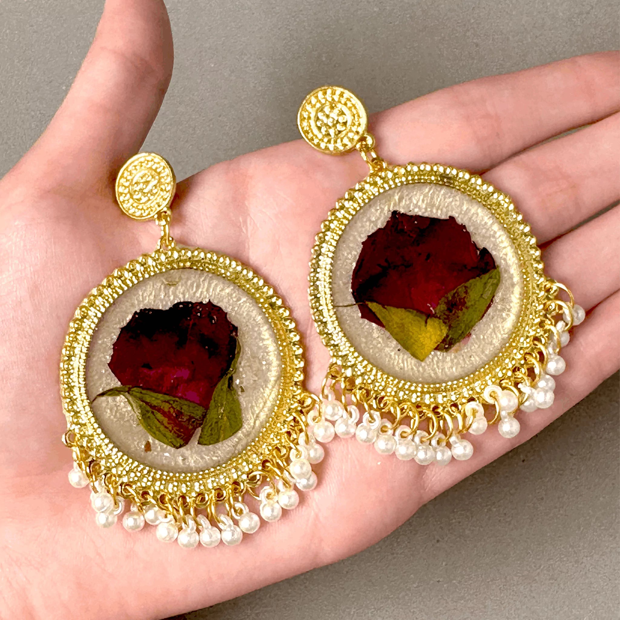 Rose Resin Jhumkas