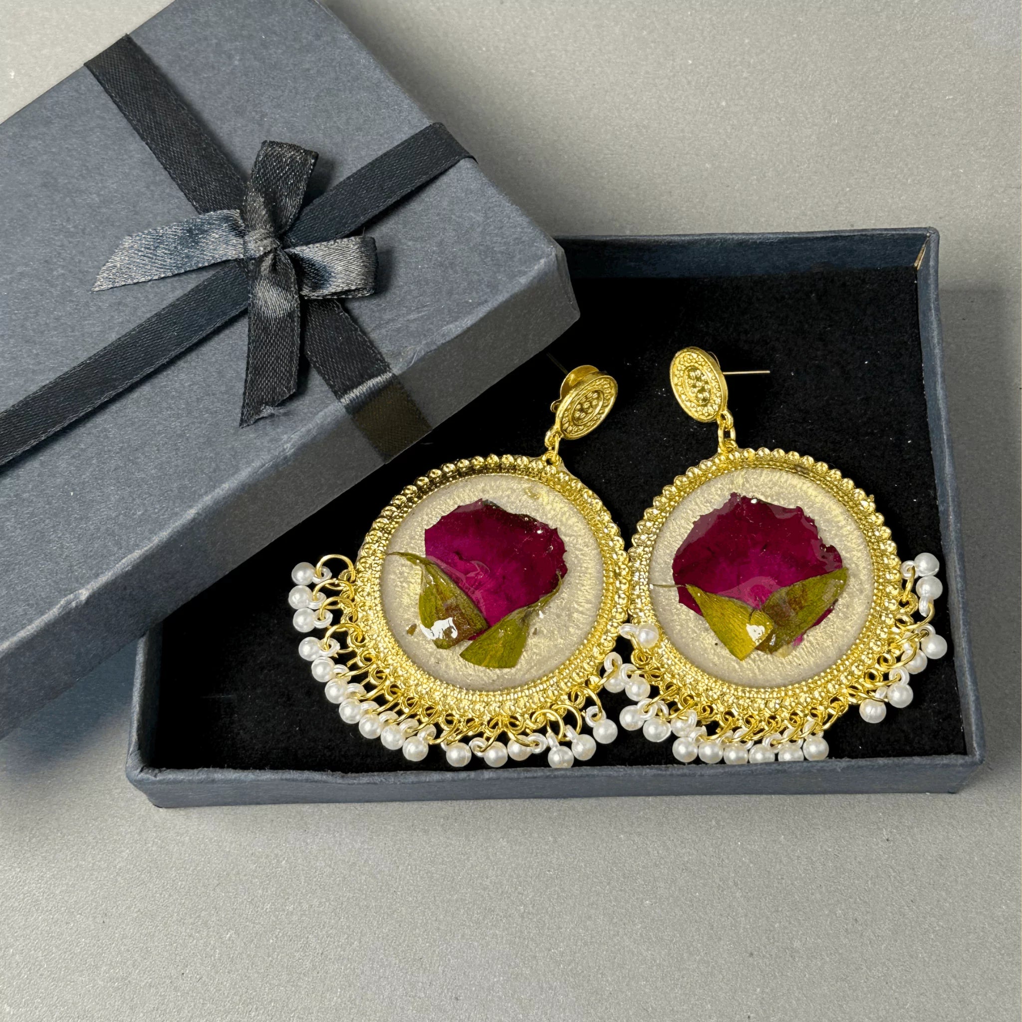 Rose Resin Jhumkas