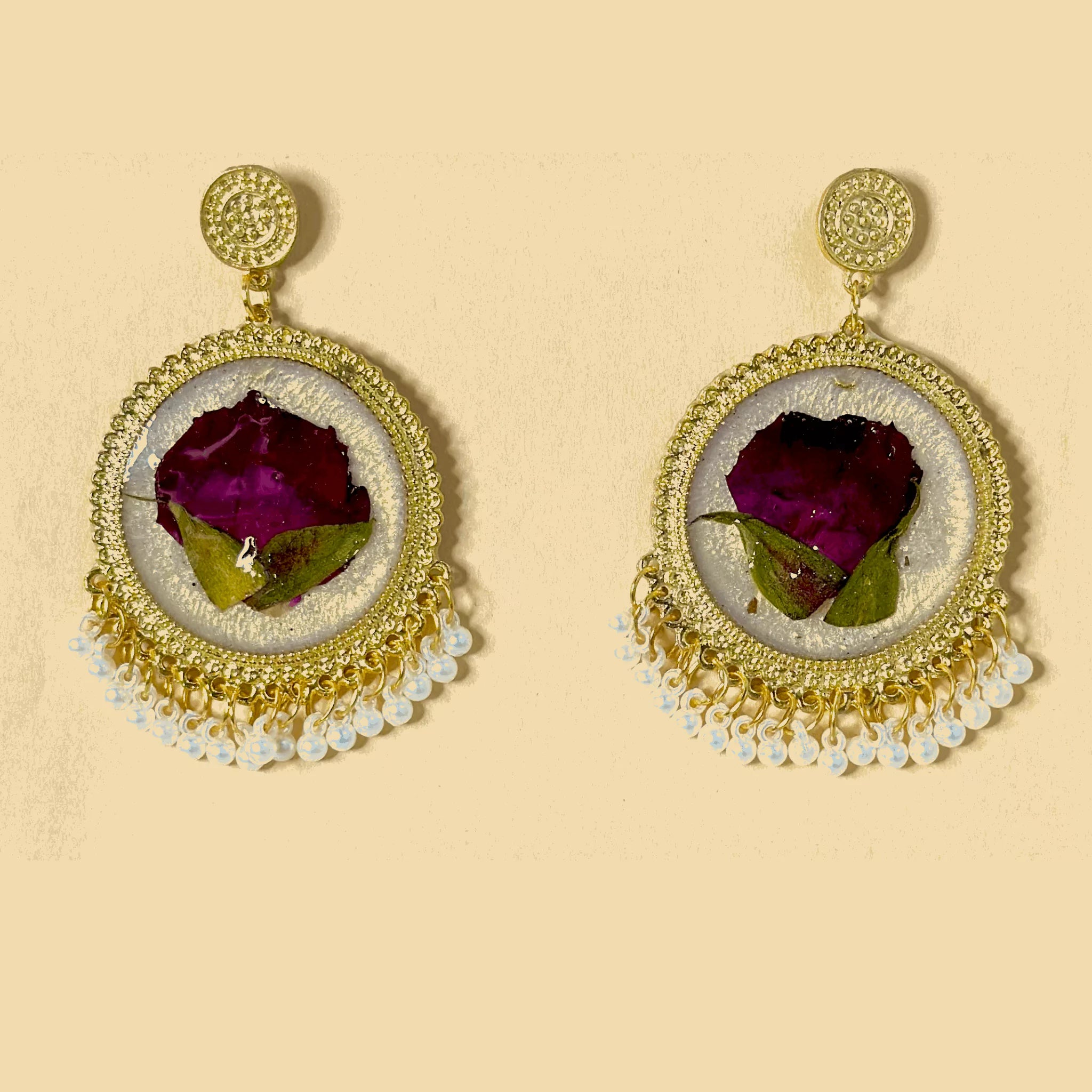 Rose Resin Jhumkas