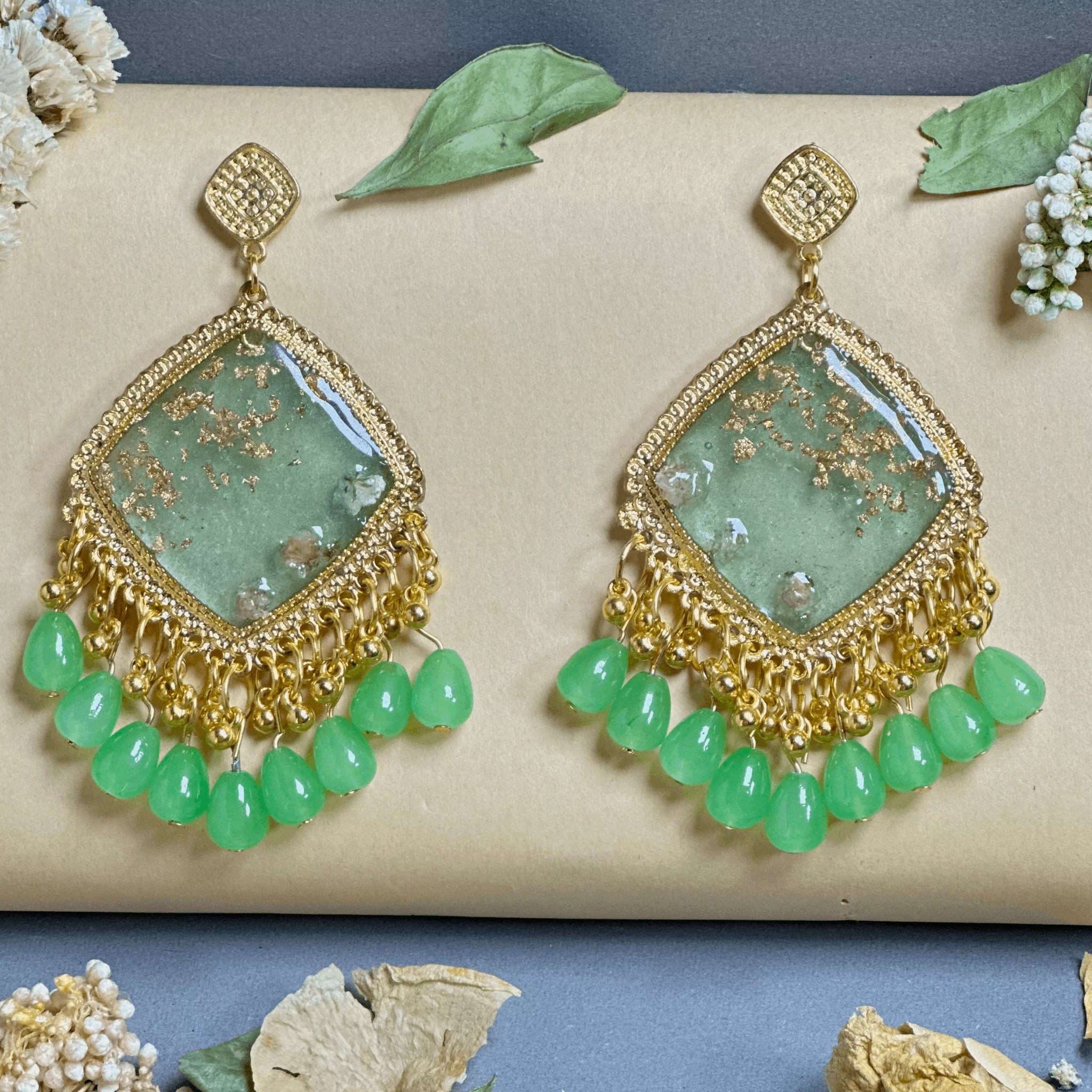 Serene Spring Resin Jhumkas