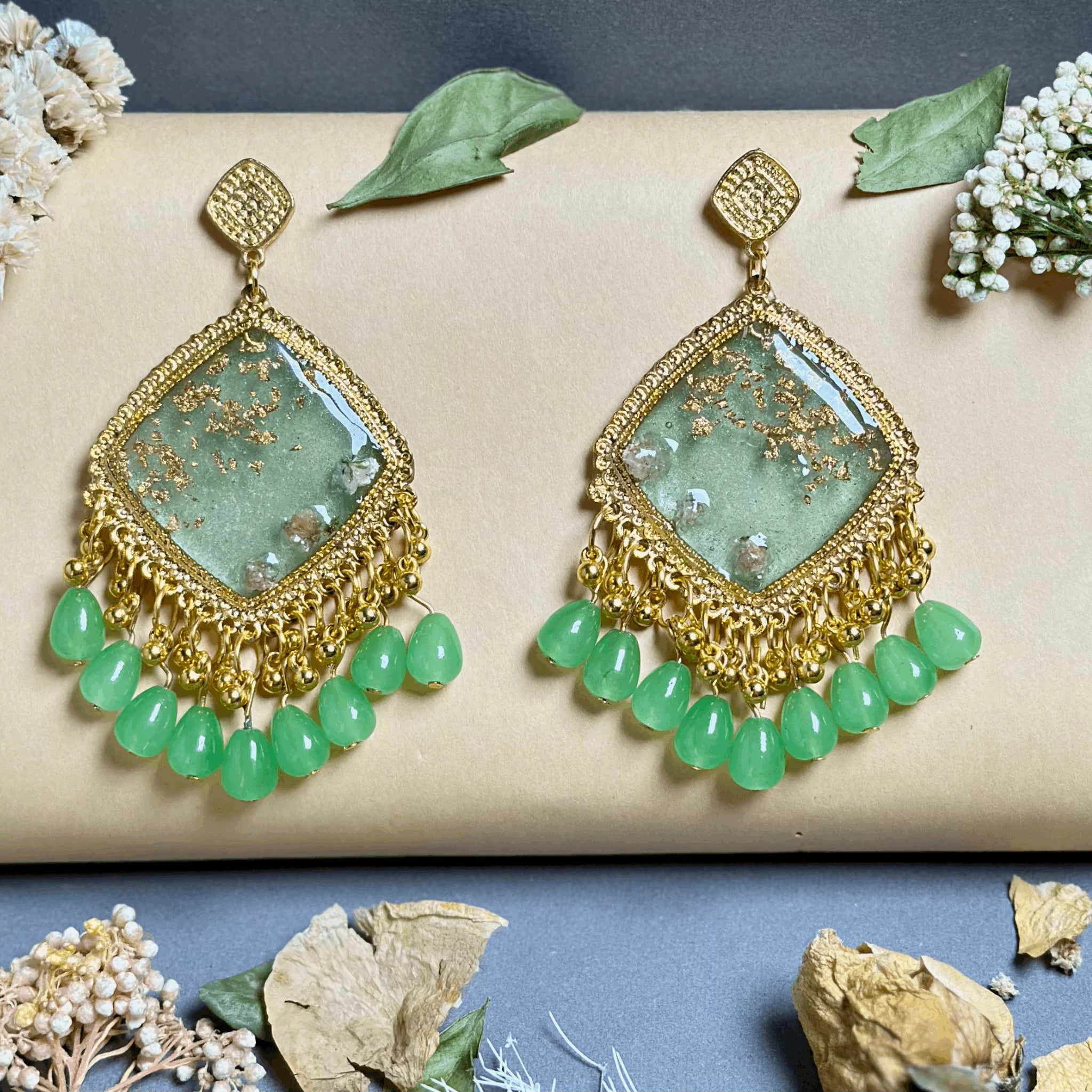 Serene Spring Resin Jhumkas